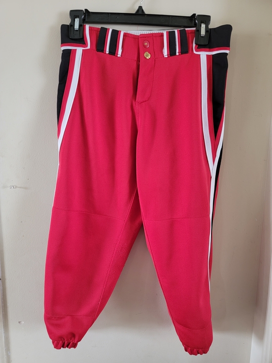 Boombah Pants - Red Ball Pants With Black And White Trim 30 Knee Length Belt Loops Pockets